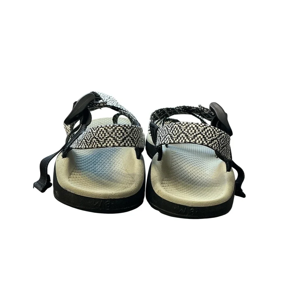 Chaco Z/Cloud 2‎ Womens Sandals Black White Geometric Strappy Toe Loop Size 8
